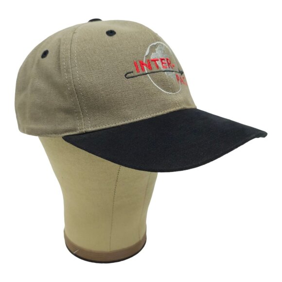 Inter Pac Embroidered Logo Tuck Strap Cap Trucker Baseball Hat Taupe Black - Picture 3 of 13